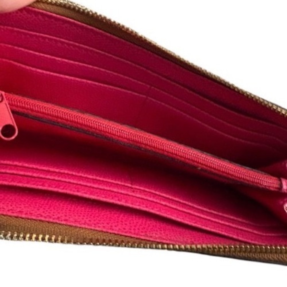 Dooney & Bourke Pink Pebble Grain Zip Clutch with Tan Trim - Picture 7 of 8
